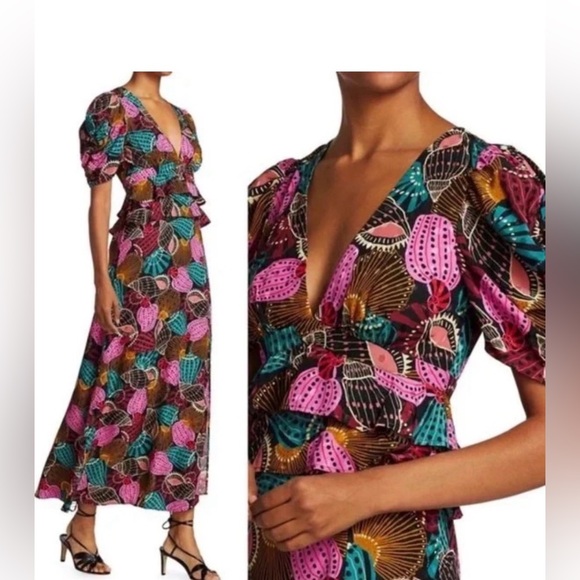 FARM Rio Shell Mix Midi Dress Small NWOT - Picture 2 of 6